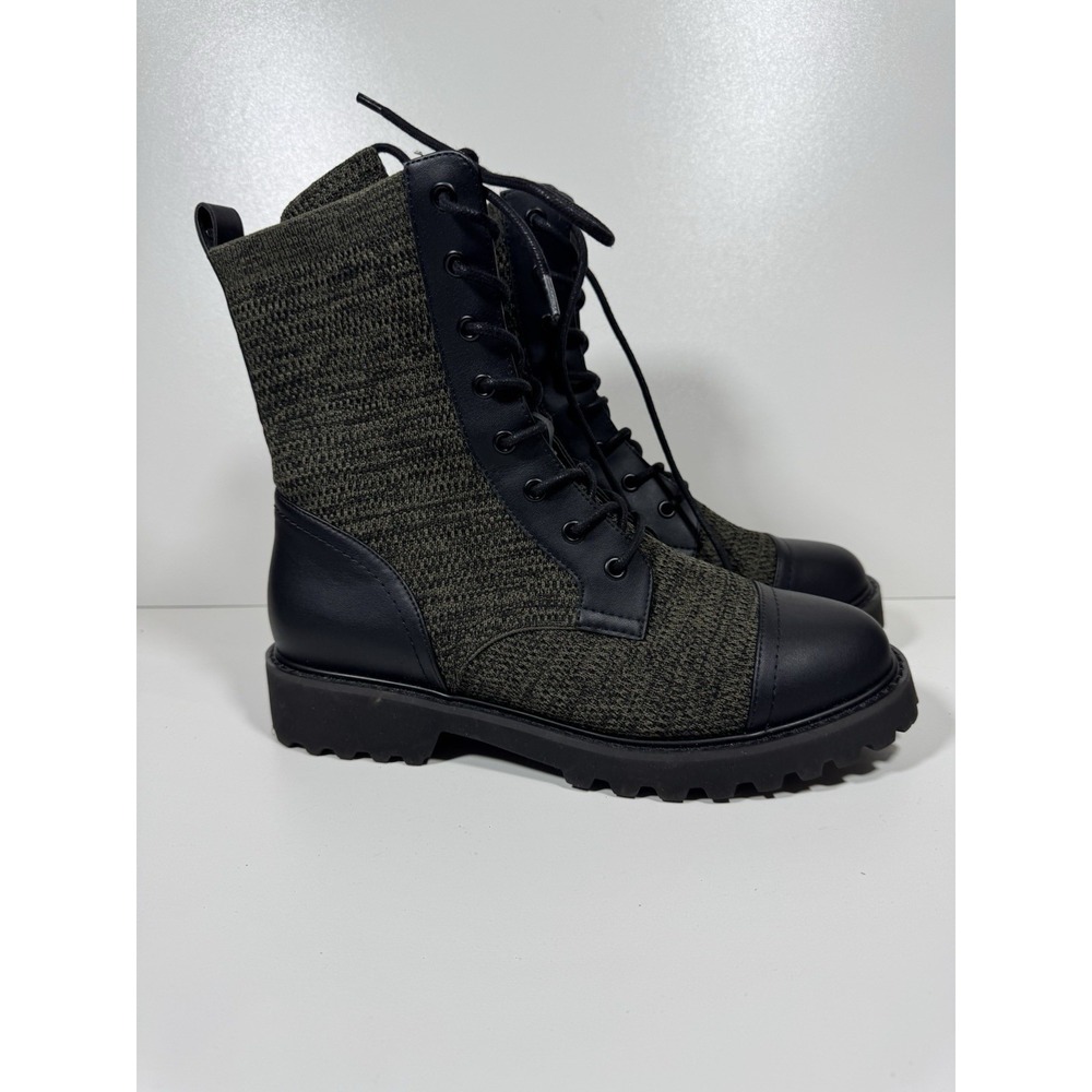 VIVAIA Olive Green Combat Boots Lace Up Lug Sole Round Toe Military 10.5 EU 41.5
